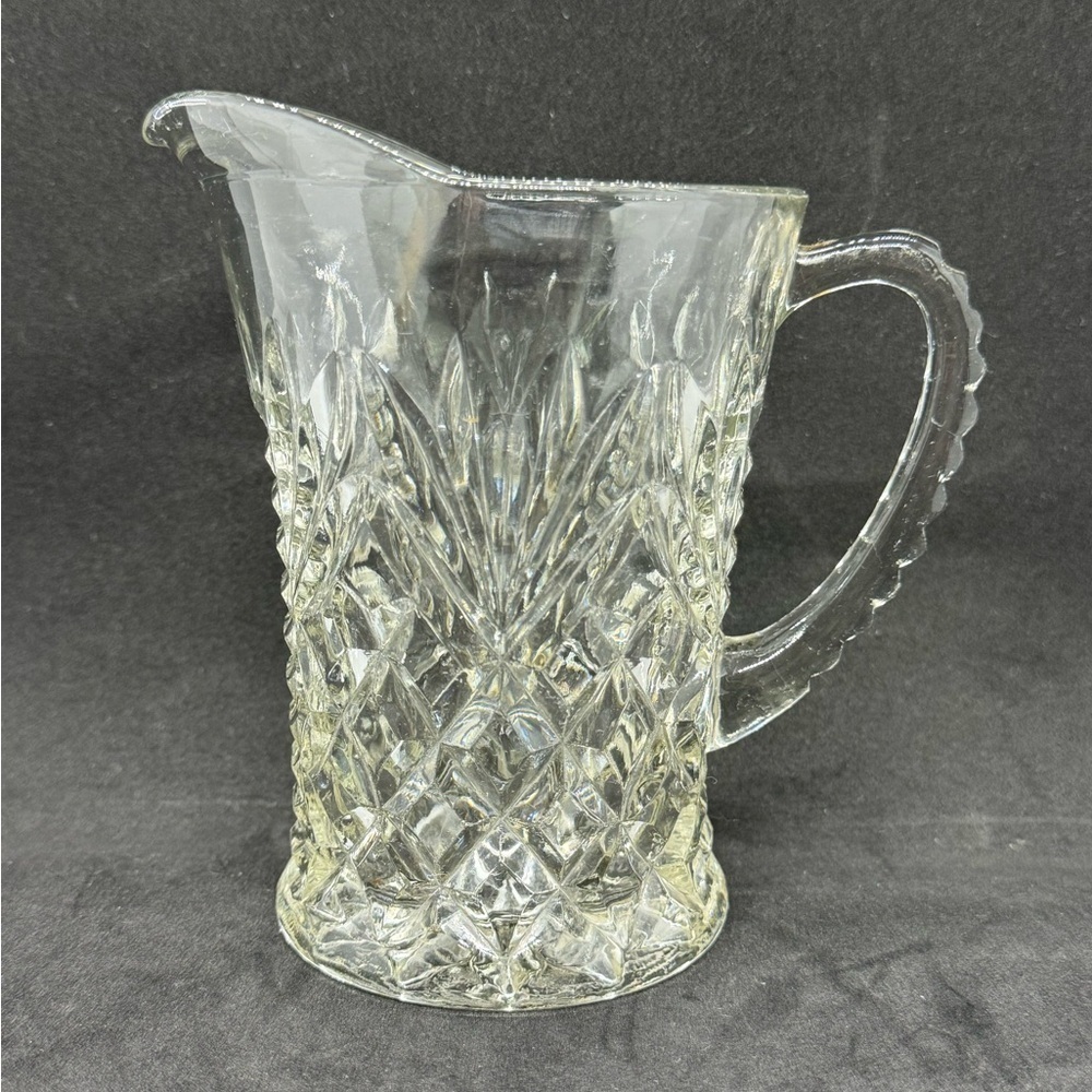 Vintage Anchor Hocking Prescut Pineapple Clear Glass Creamer Small Pitcher